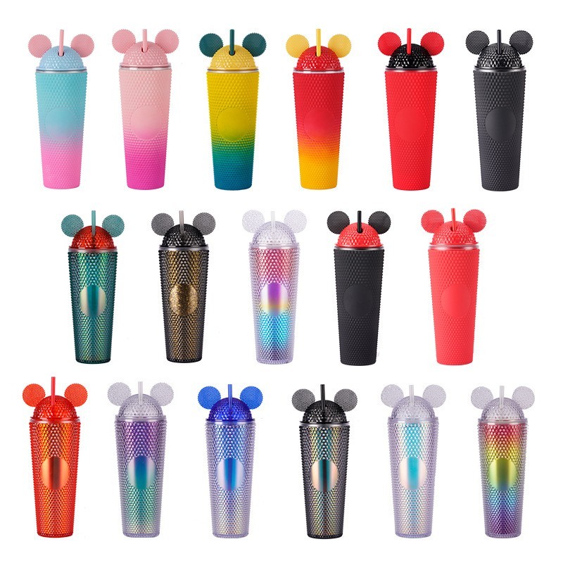 24oz Plastic Acrylic Double Wall Durian Cup With  Mickey Lids Tumbler with Plastic Straw - Chinese Warehouse
