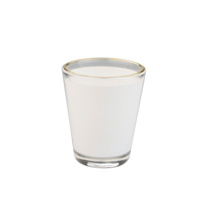 case of 144 pack RTS Chinese Warehouse 1.5oz white clear with gold ring Sublimation Whiskey Cocktail Shot Glasses