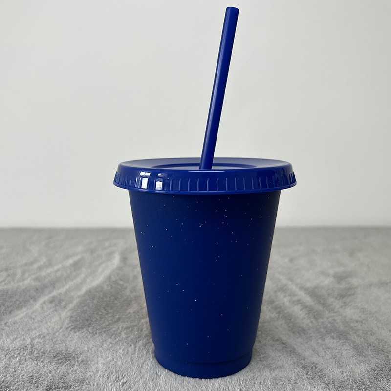 16oz/24oz case of 200pack Plastic Single Wall reusable matte glitter shimmer Tumbler with Plastic Straw - Chinese Warehouse