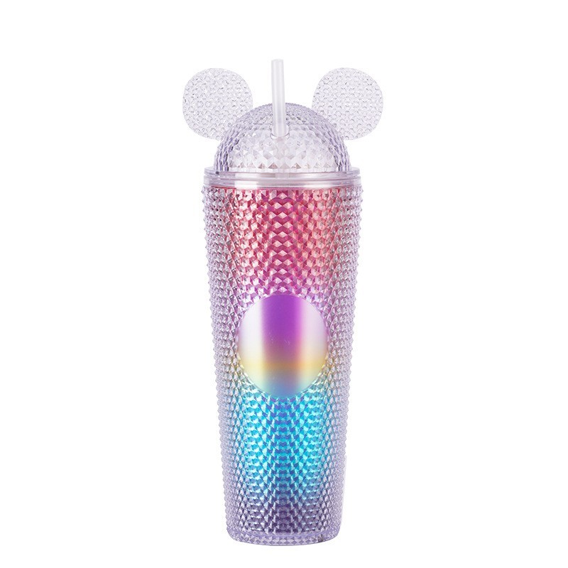 24oz Plastic Acrylic Double Wall Durian Cup With  Mickey Lids Tumbler with Plastic Straw - Chinese Warehouse