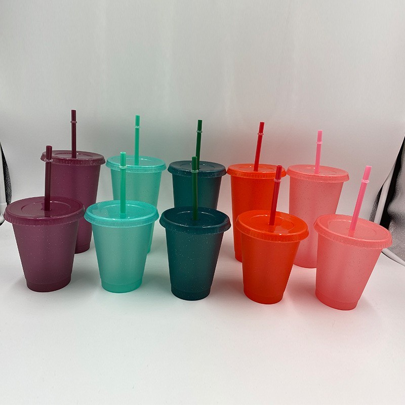 16oz/24oz Plastic Acrylic single Wall reuseble Tumbler with Plastic Straw - Chinese Warehouse