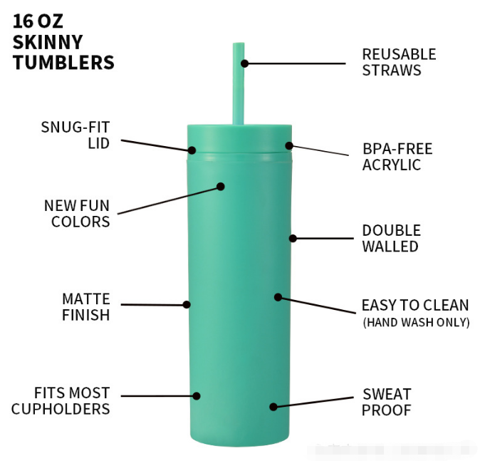 16oz Rubber paint  Plastic Double Wall multi color Tumbler with  Plastic Straw - Chinese Warehouse