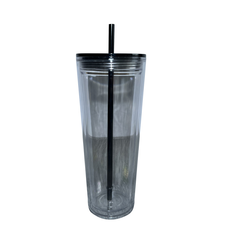 Plastic Acrylic Double Wall Pre Drilled Snow Globe Tumbler with Plastic Straw - Chinese Warehouse