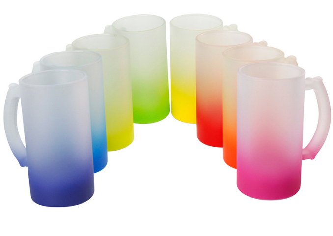 16oz Sublimation Case of 24pack multi color Glass Can With Handle - Chinese Warehouse