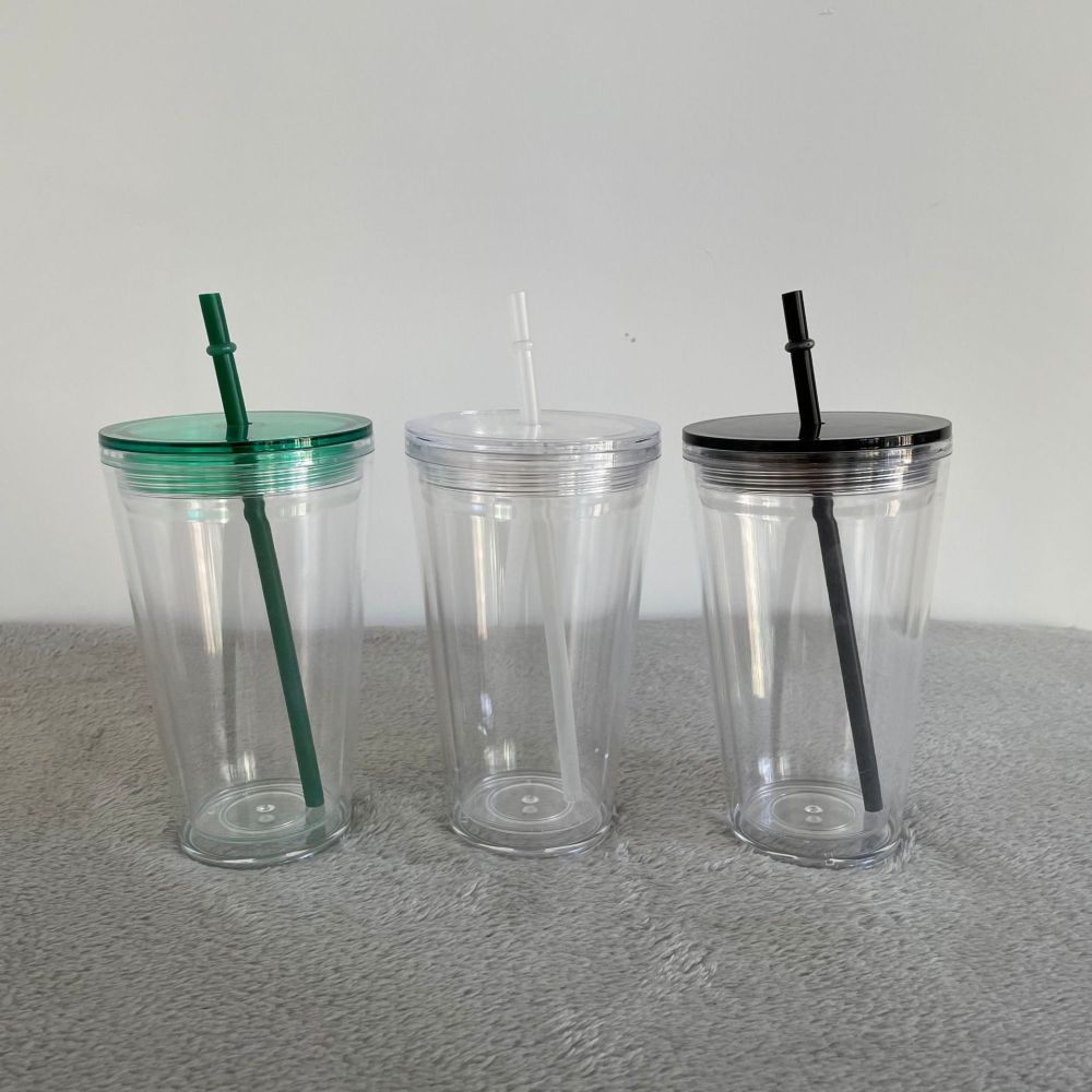 Plastic Acrylic Double Wall Pre Drilled Snow Globe Tumbler with Plastic Straw - Chinese Warehouse
