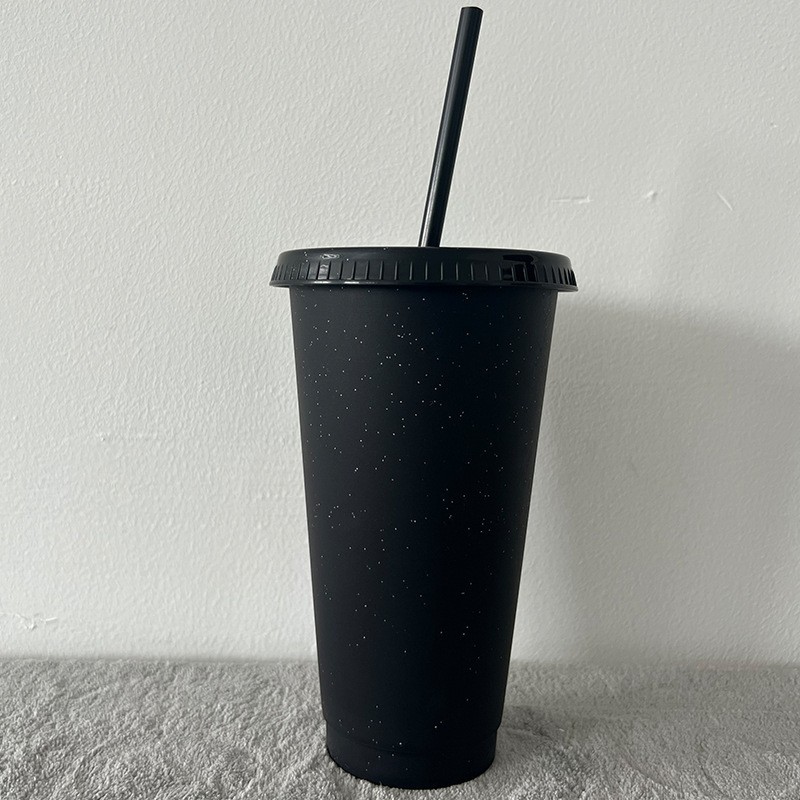 16oz/24oz case of 200pack Plastic Single Wall reusable matte glitter shimmer Tumbler with Plastic Straw - Chinese Warehouse