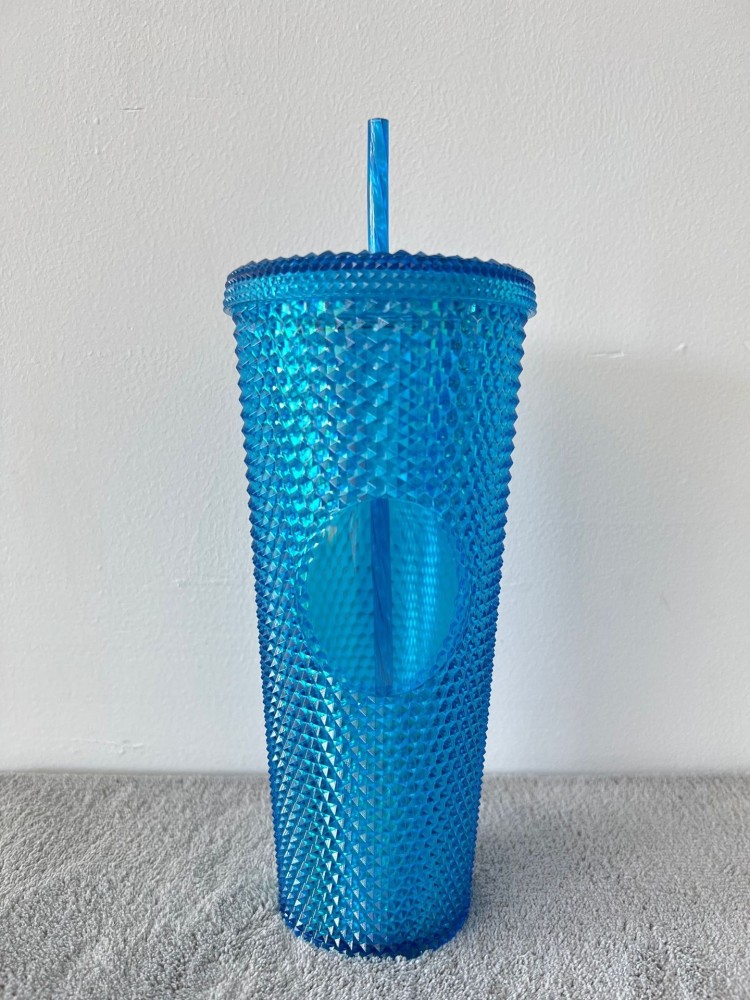 24oz Plastic Acrylic Double Wall Durian Cup with Plastic Straw - Chinese Warehouse