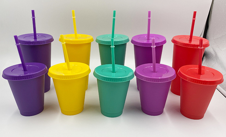 16oz/24oz case of 200pack Plastic Single Wall reusable New Color Tumbler with Plastic Straw - Chinese Warehouse