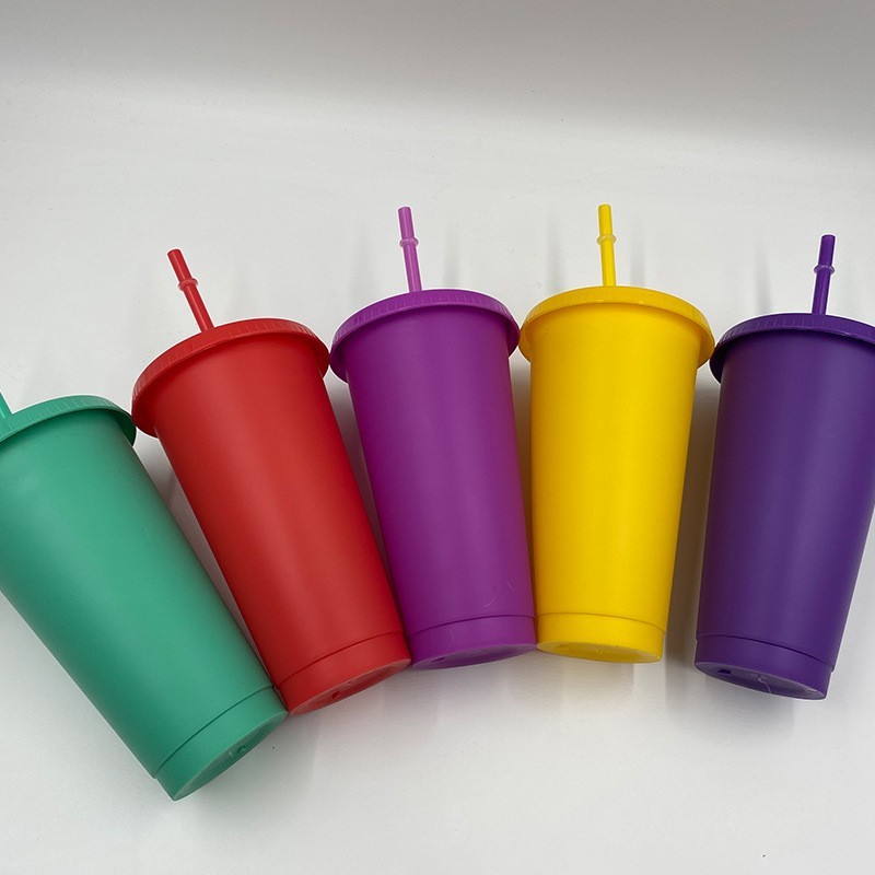 16oz/24oz case of 200pack Plastic Single Wall reusable New Color Tumbler with Plastic Straw - Chinese Warehouse