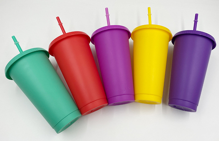 16oz/24oz case of 200pack Plastic Single Wall reusable New Color Tumbler with Plastic Straw - Chinese Warehouse