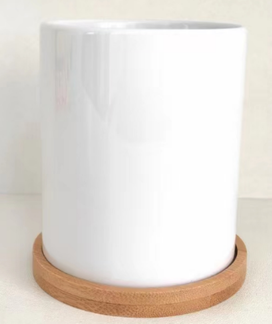 Case of 50pcs 3.2"*3.7" sub ceramic flower pot + wooden base- Chinese Warehouse