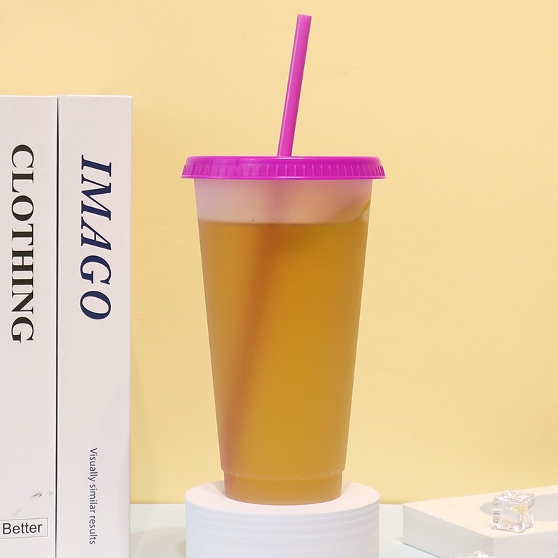24oz case of 100pack Plastic Single Wall reusable Clear Tumbler with Plastic Straw - Chinese Warehouse