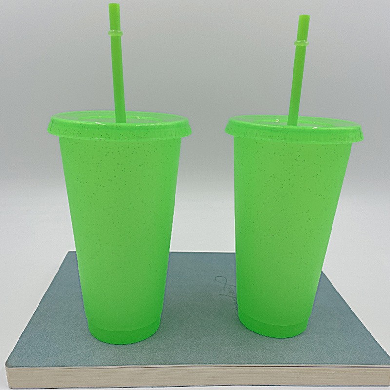 24oz case of 200pack Plastic Single Wall reusable light Green Tumbler with Plastic Straw - Chinese Warehouse