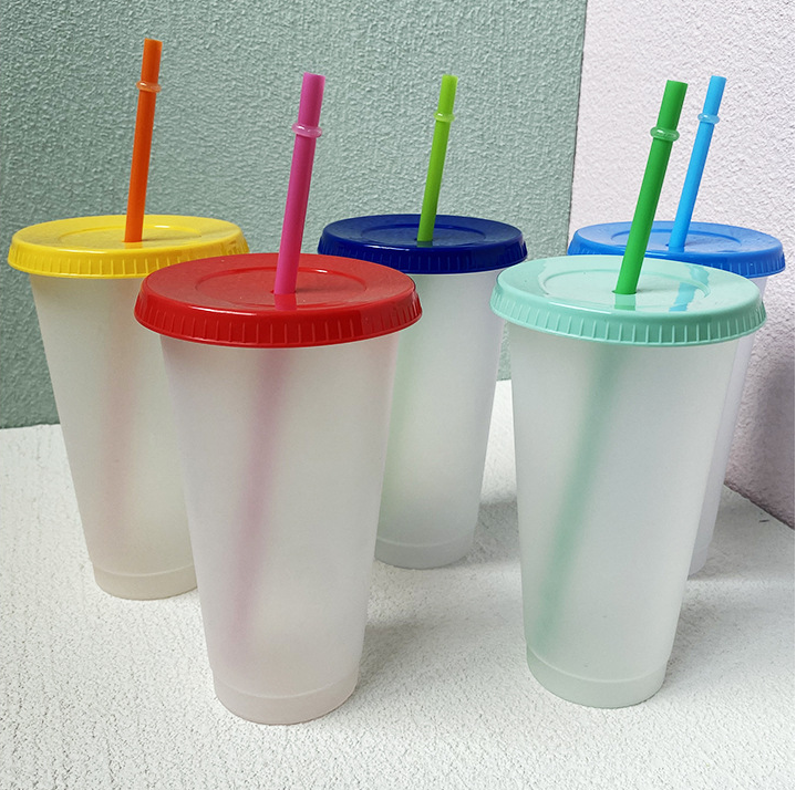 16oz/24oz case of 200pack Plastic Single Wall reusable Clear Tumbler with color lids Plastic Straw - Chinese Warehouse