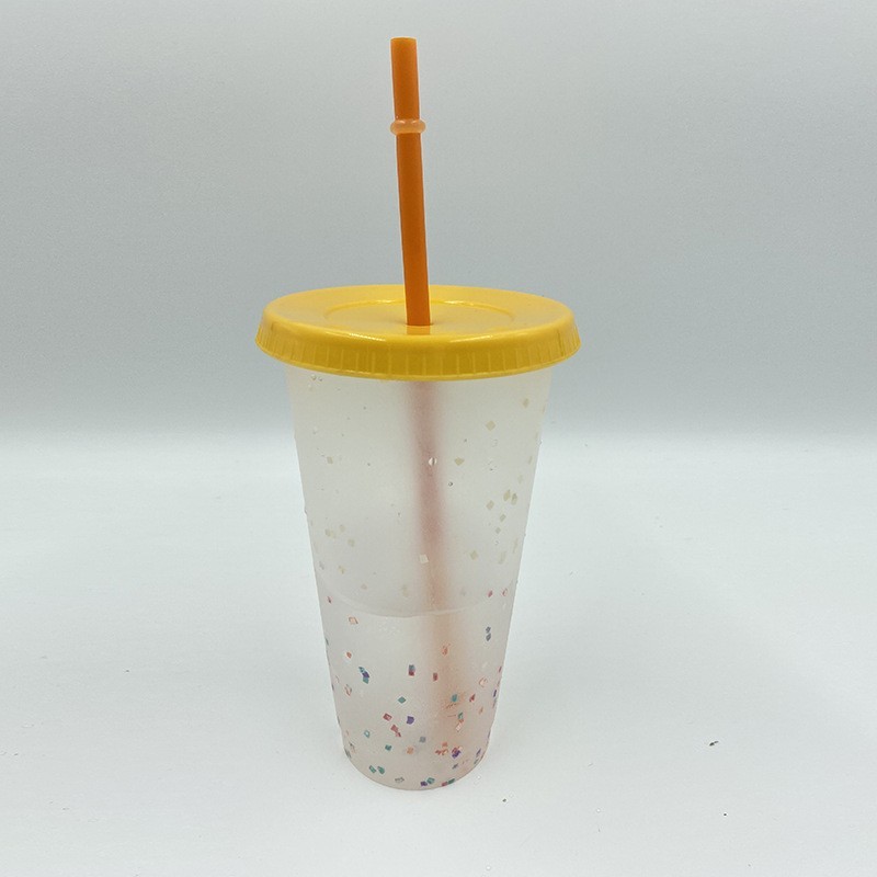 24oz case of 100pack Plastic Single Wall reusable cold water color change A Tumbler with Plastic Straw - Chinese Warehouse