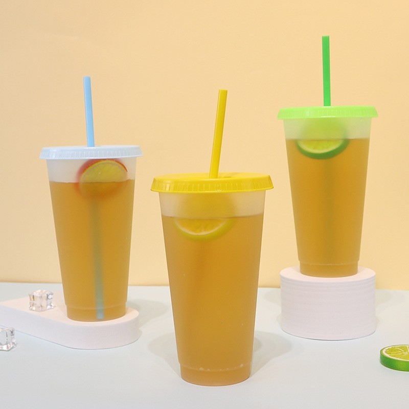 24oz case of 100pack Plastic Single Wall reusable Clear Tumbler with Plastic Straw - Chinese Warehouse