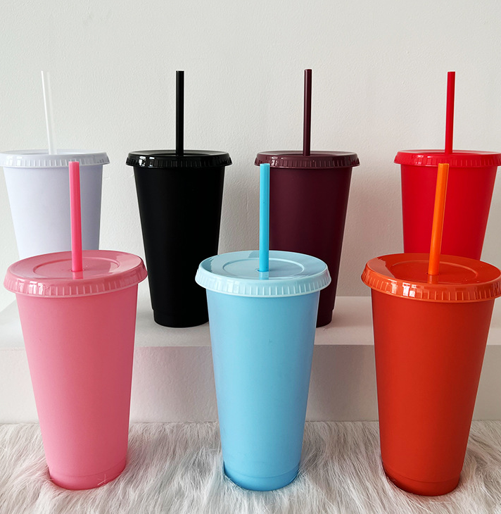 24oz case of 200pack Plastic Single Wall reusable multi-color Tumbler with Plastic Straw - Chinese Warehouse