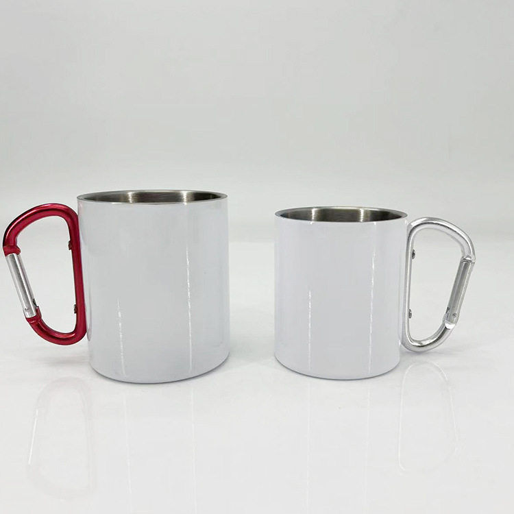 Case of 50pack 10oz Sublimation Sliver/White Stainless Steel Coffee Tea Cup with Handle-Chinese Warehouse