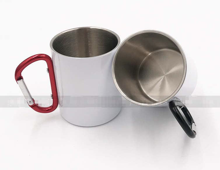 Case of 50pack 10oz Sublimation Sliver/White Stainless Steel Coffee Tea Cup with Handle-Chinese Warehouse