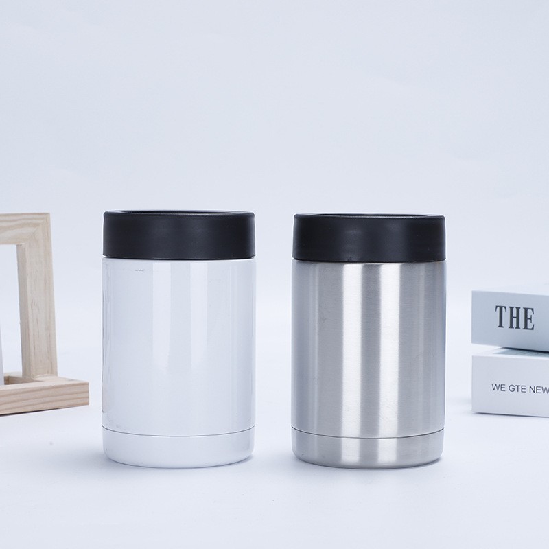 RTS Chinese Warehouse Case of 50pack 12oz white Sublimation Stainless Straight  Can Cooler with lid