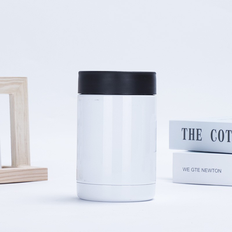 RTS Chinese Warehouse Case of 50pack 12oz white Sublimation Stainless Straight  Can Cooler with lid