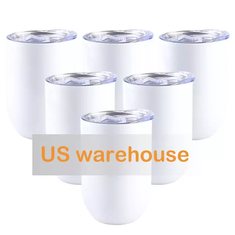 RTS US Warehouse Case of 50pack 12oz Sublimation Straight Wine Tumbler wiht Plastic Lids