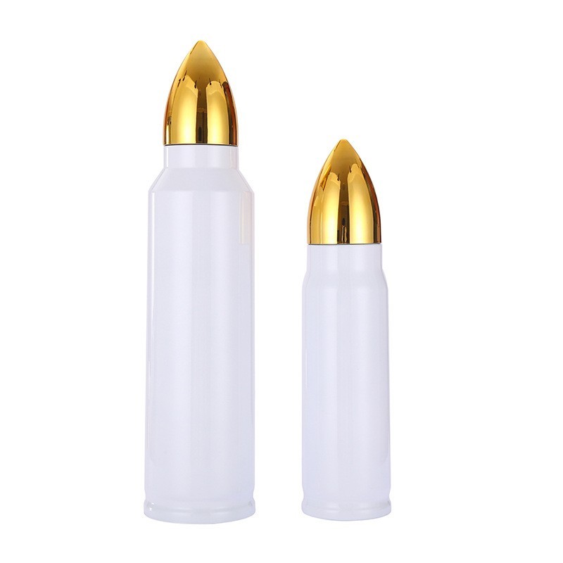 17oz Double Wall white Sublimation bullet shape Case of  25pack Stainless Steel with lids - Chinese Warehouse