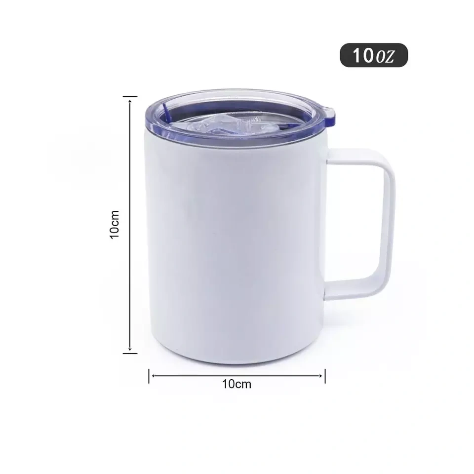 RTS US Warehouse Case of 25pack 10oz Sublimation Stainless Straight Wine Tumbler with Handle&Plastic Lids