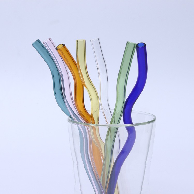 Case of 100pack 0.8*20cm colored wave glass straw  - Chinese Warehouse