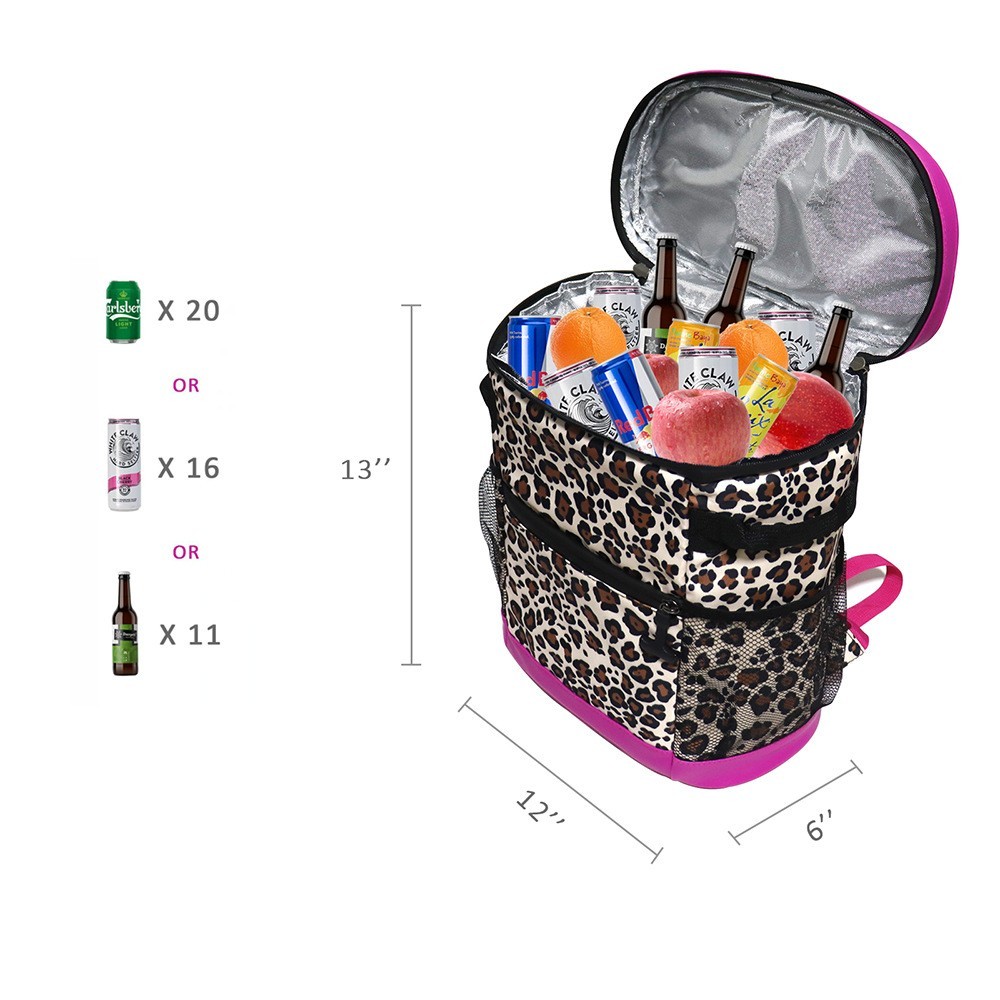 13"*12"*6" Case of 40pack New ice pack Leopard print camouflage backpack outdoor picnic insulation pack lunch bag - Chinese Warehouse