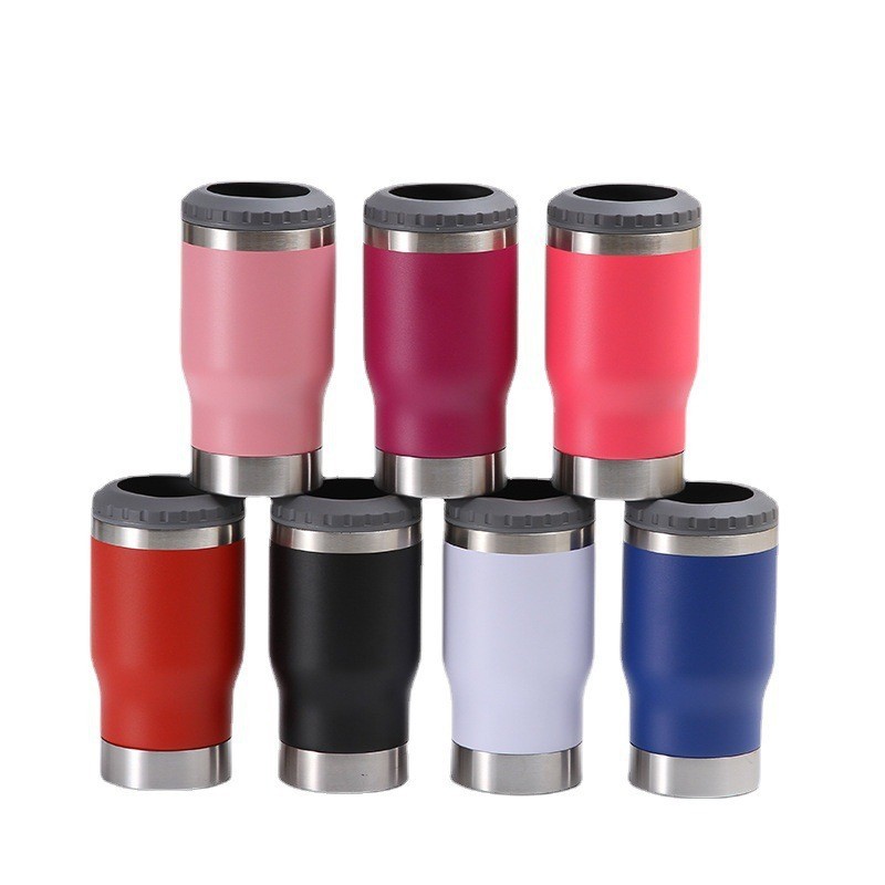 Hot selling for Father Day Case of 50pack 14oz 4in1 powder coating Can Cooler with opener and duo lids -Chinese Warehouse