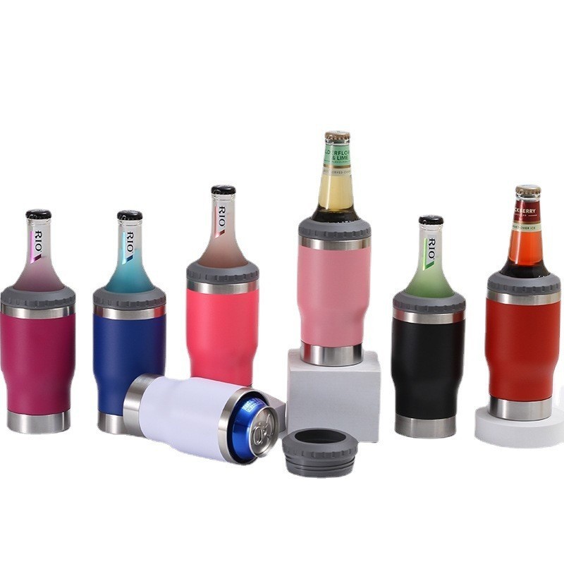 Hot selling for Father Day Case of 50pack 14oz 4in1 powder coating Can Cooler with opener and duo lids -Chinese Warehouse