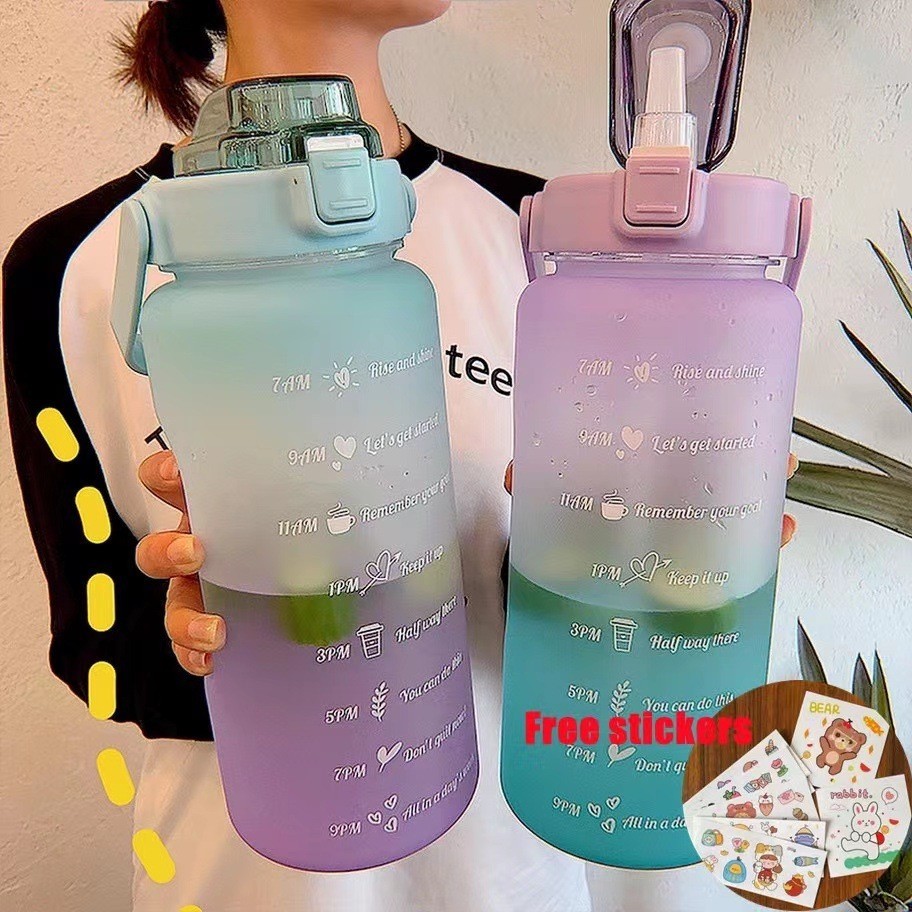 Case of 50pack New design of 2L matte multi-color water bottle with leak proof lids  - Chinese Warehouse