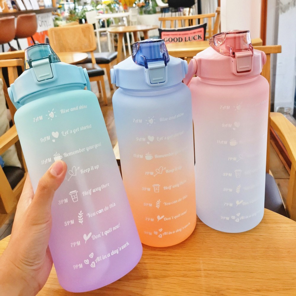 Case of 50pack New design of 2L matte multi-color water bottle with leak proof lids  - Chinese Warehouse