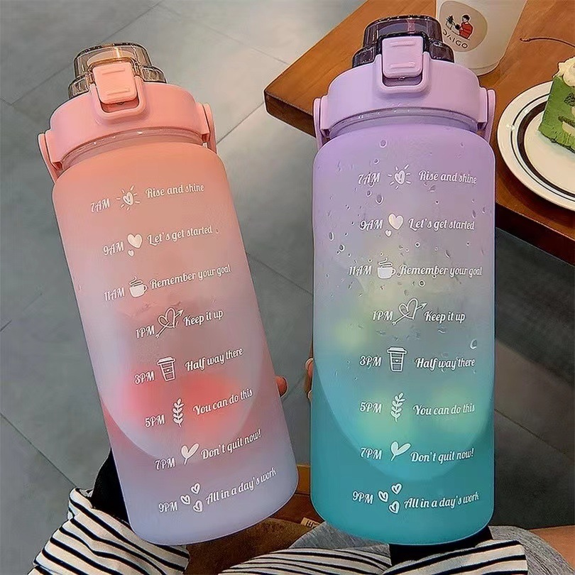 Case of 50pack New design of 2L matte multi-color water bottle with leak proof lids  - Chinese Warehouse