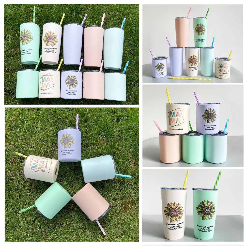New design of Macron color 10oz/ 20oz sublimation tumbler   - Chinese Warehouse