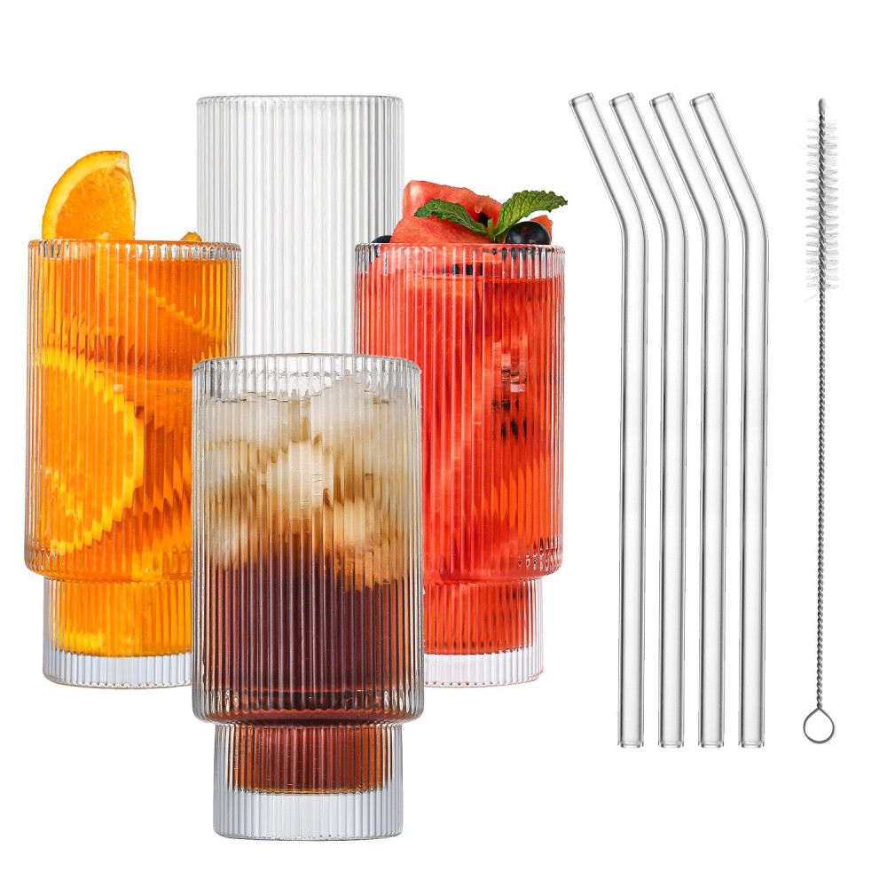 Case of 40pack 11oz Whisky Glass Can With Bamboo Lid and Glass Straw - Chinese Warehouse