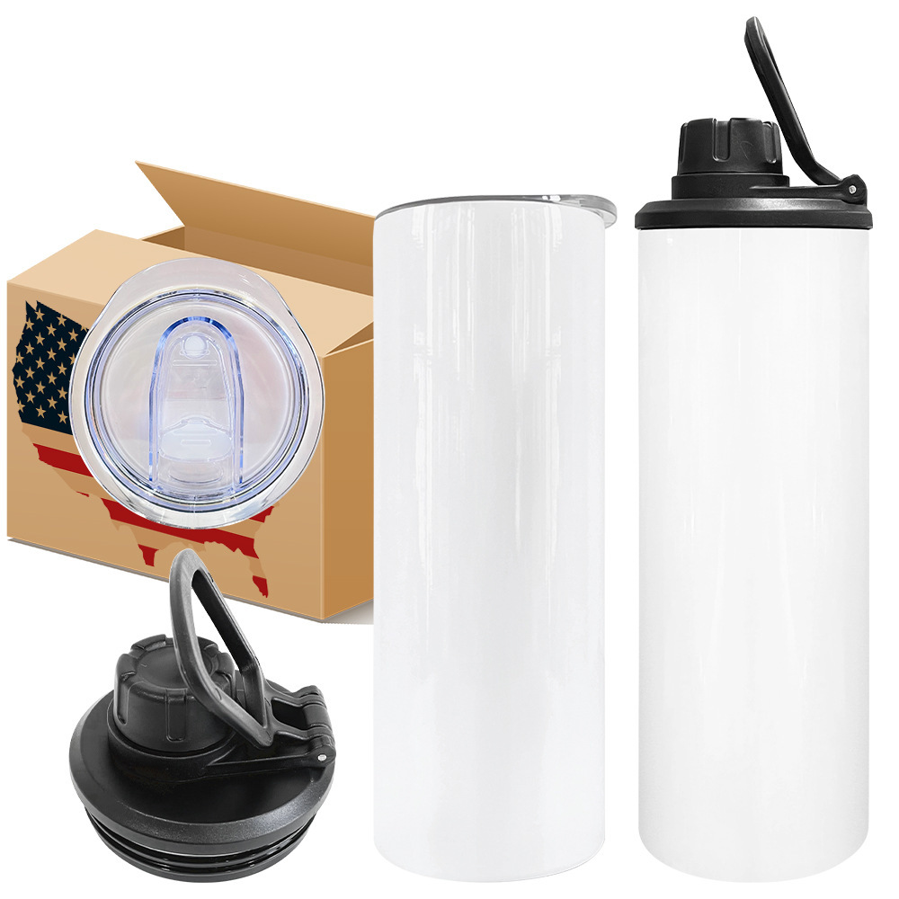 RTS US Warehouse 20oz Sub Sports Bottle with Shrink Wrap&Dual Lids&Plastic Straw