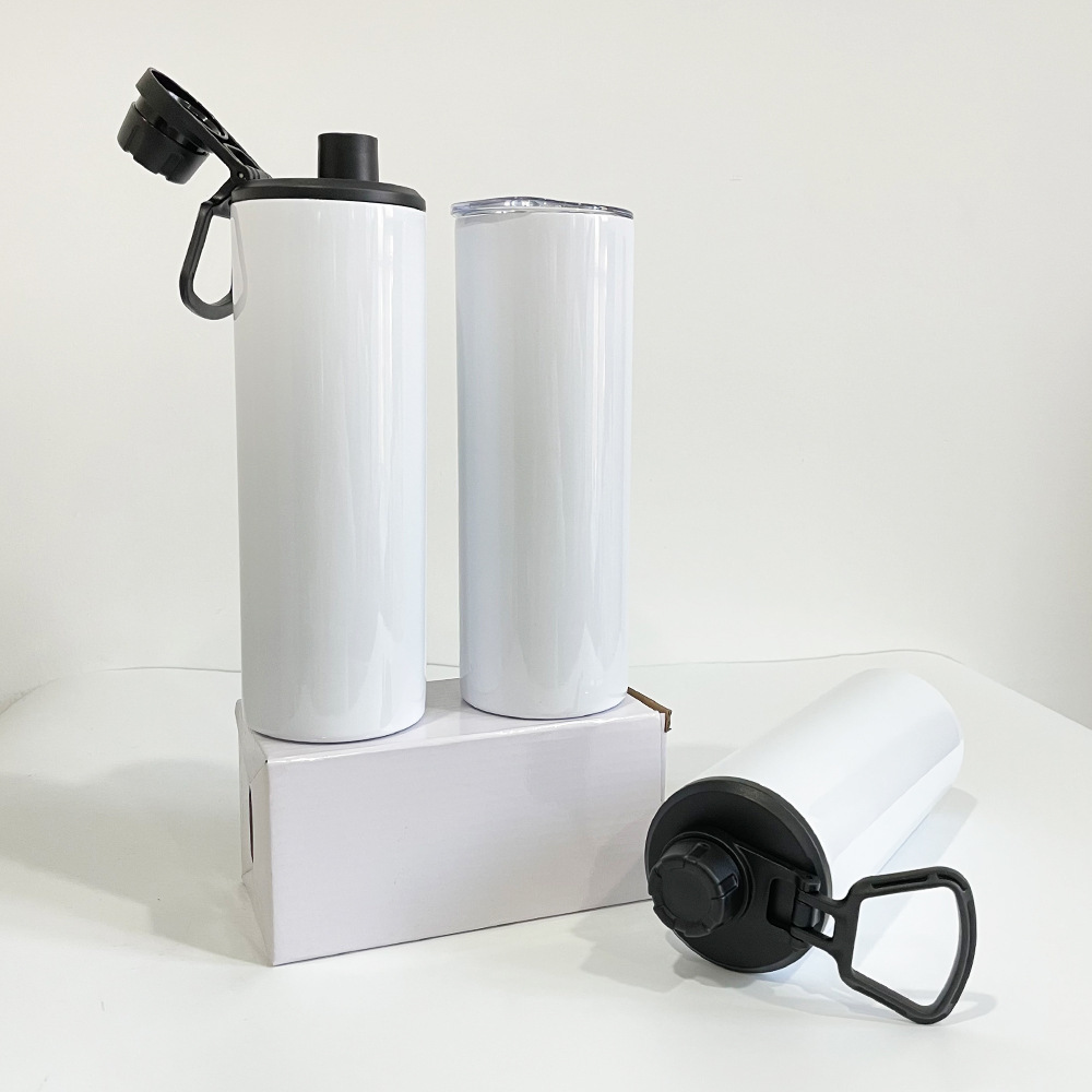 RTS US Warehouse 20oz Sub Sports Bottle with Shrink Wrap&Dual Lids&Plastic Straw