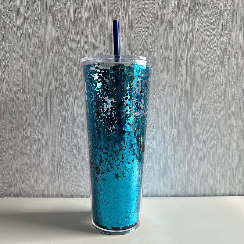 24oz Acrylic Plastic Double Wall multi color Tumbler with  Plastic Straw - Chinese Warehouse