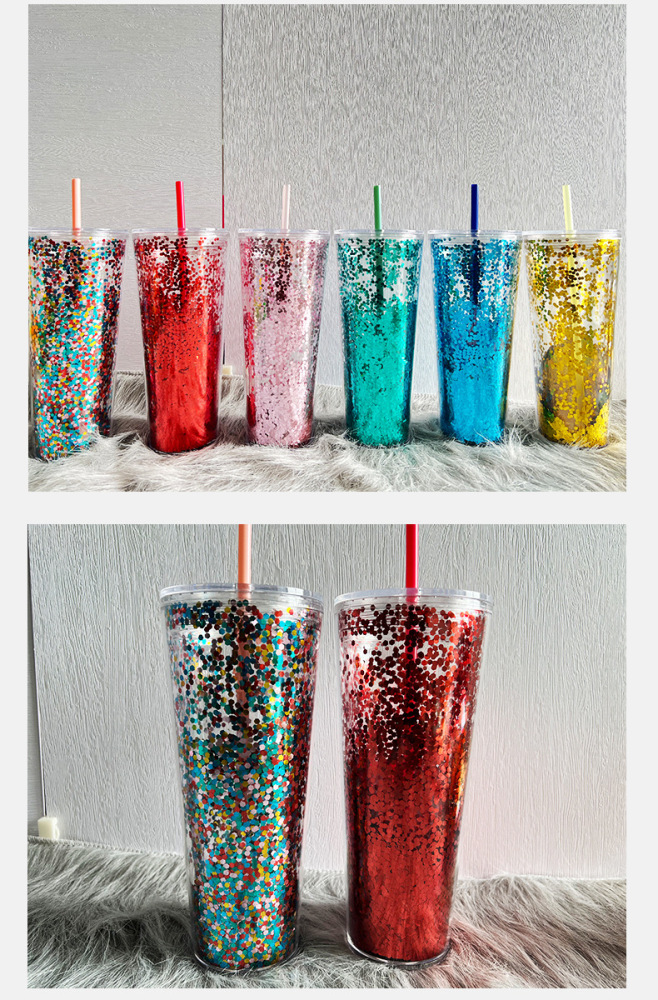 24oz Acrylic Plastic Double Wall multi color Tumbler with  Plastic Straw - Chinese Warehouse