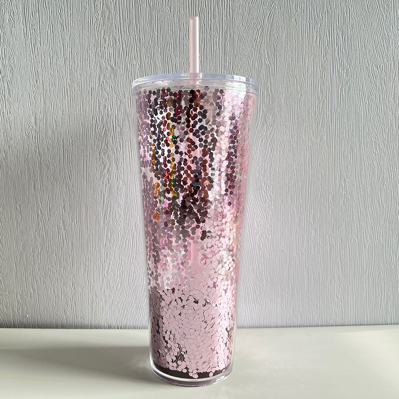 24oz Acrylic Plastic Double Wall multi color Tumbler with  Plastic Straw - Chinese Warehouse