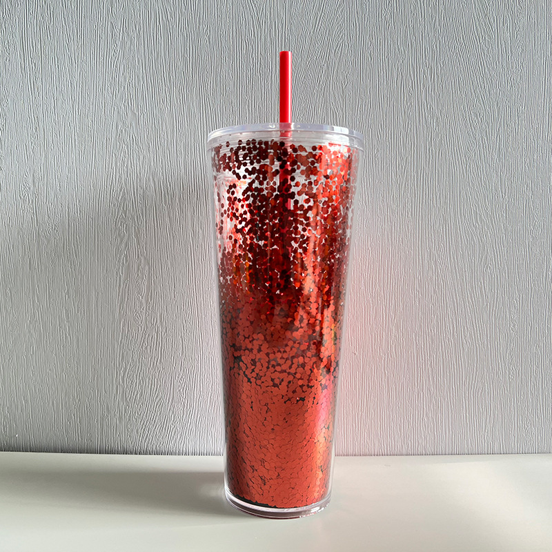 24oz Acrylic Plastic Double Wall multi color Tumbler with  Plastic Straw - Chinese Warehouse