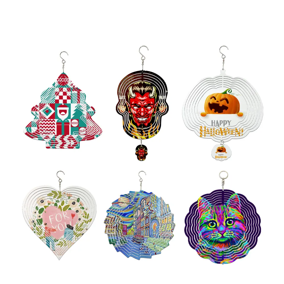 Double Side Sublimation Case of 25pack Alluminum Wind Spinner with Mixed/Single Shape - Chinese Warehouse