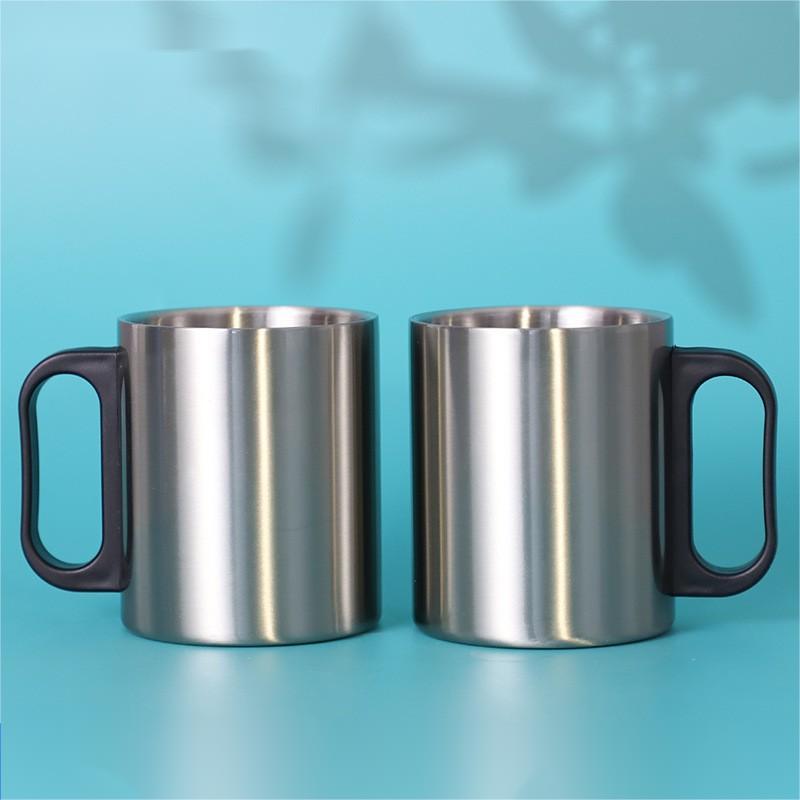 300ml Sublimation Sliver Stainless Steel Coffee Tea Cup with Handle-Chinese Warehouse