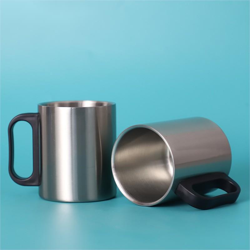 300ml Sublimation Sliver Stainless Steel Coffee Tea Cup with Handle-Chinese Warehouse
