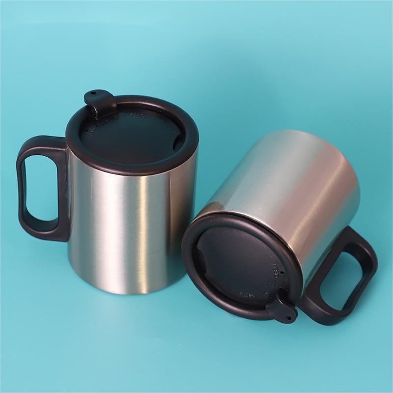 300ml Sublimation Sliver Stainless Steel Coffee Tea Cup with Handle-Chinese Warehouse