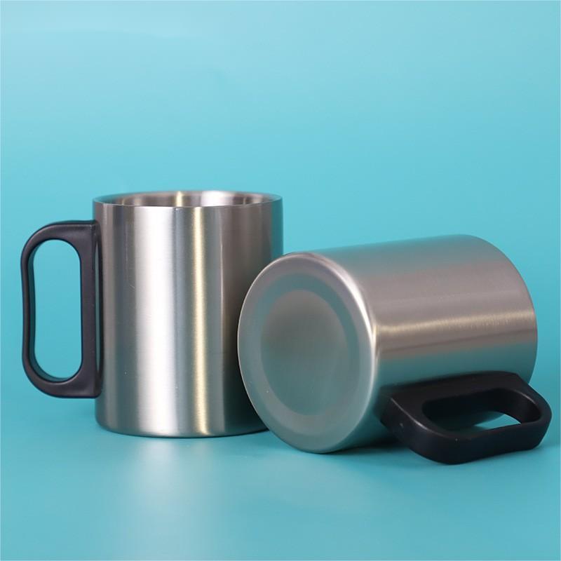 300ml Sublimation Sliver Stainless Steel Coffee Tea Cup with Handle-Chinese Warehouse
