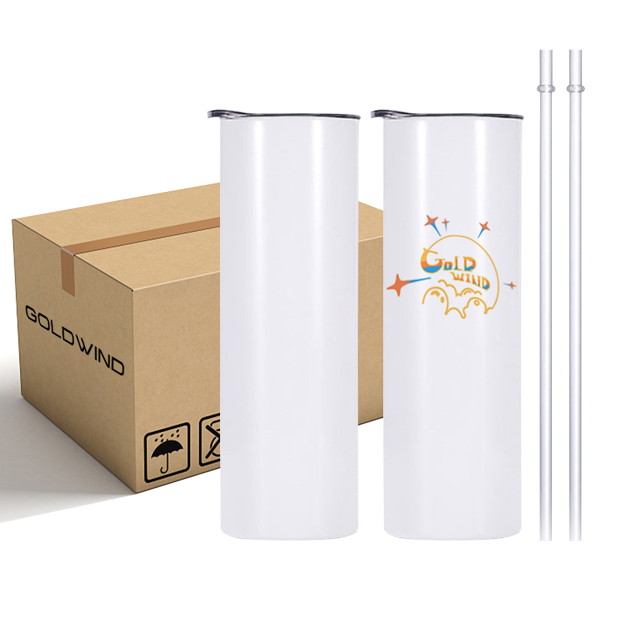 Preorder - Warehouse Case of 25pack 20oz Sublimation Straight Skinny Tumblers wiht Plastic Straw&Lids