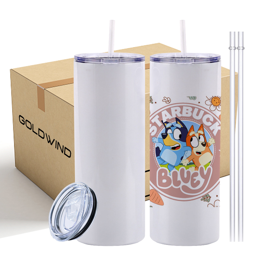 Preorder - US Warehouse Case of 25pack 30oz Sublimation Straight Skinny Tumblers wiht Plastic Straw&Lids